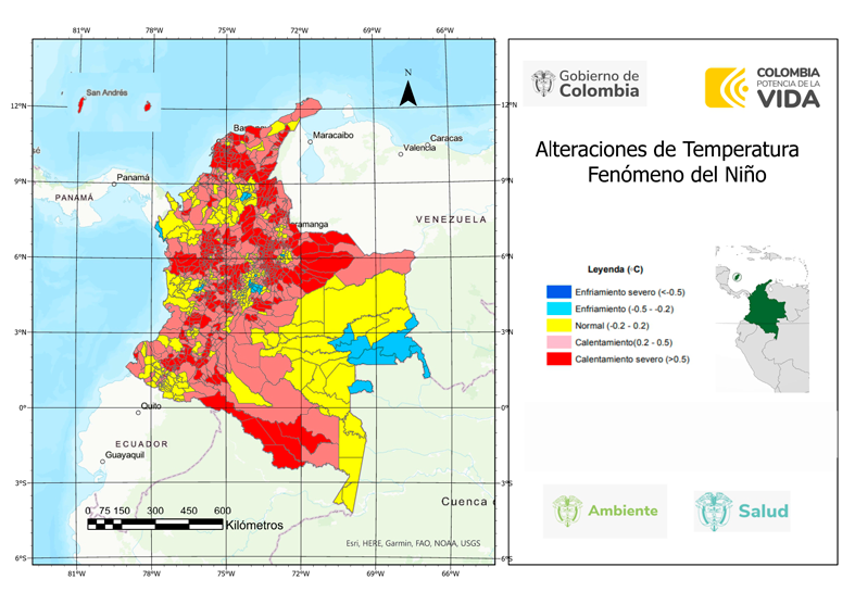 Mapa de l'atlas de vulnerabilitat climàtica que indica alteracions pel fenòmen del Niño.
