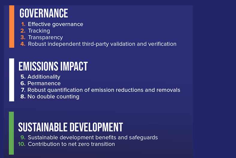 principios del mercado de carbono o principles of core carbon