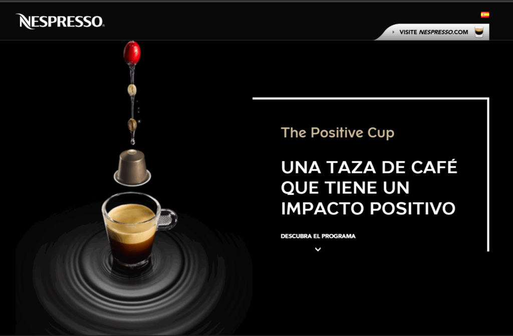 la imagen de la web de the positive cup de nespresso