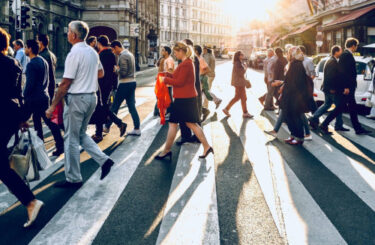 people crossing the street