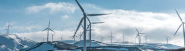 wind turbines in the snow