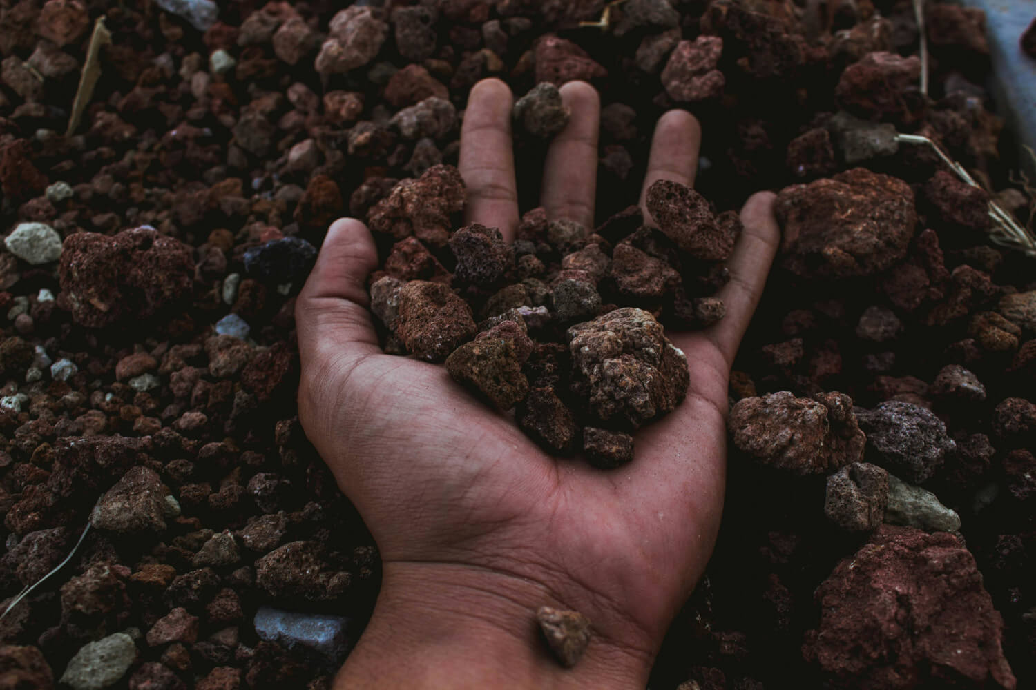 soil and rocks in a persons hand